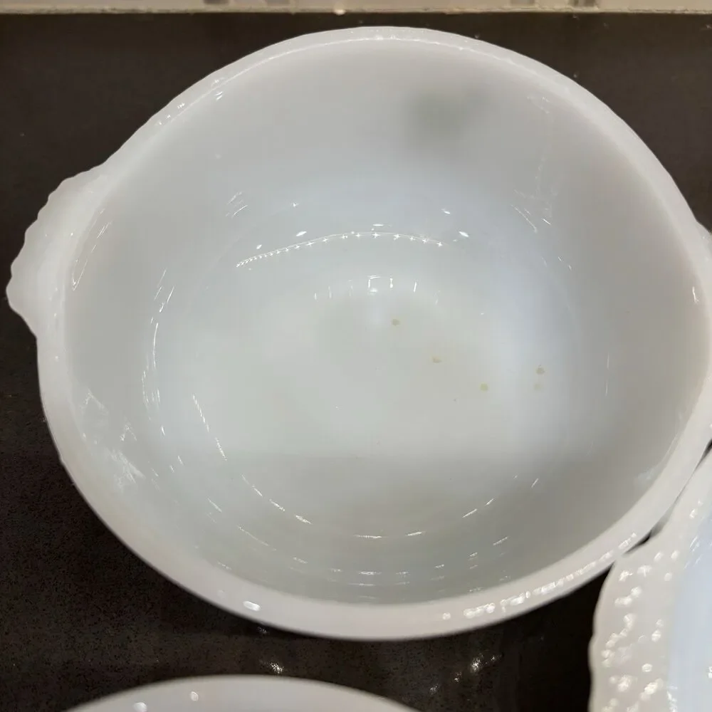 FIVE Vtg Anchor Hocking Fire King BC Johnny Hart Crog Cereal Bowls Dinosaurs